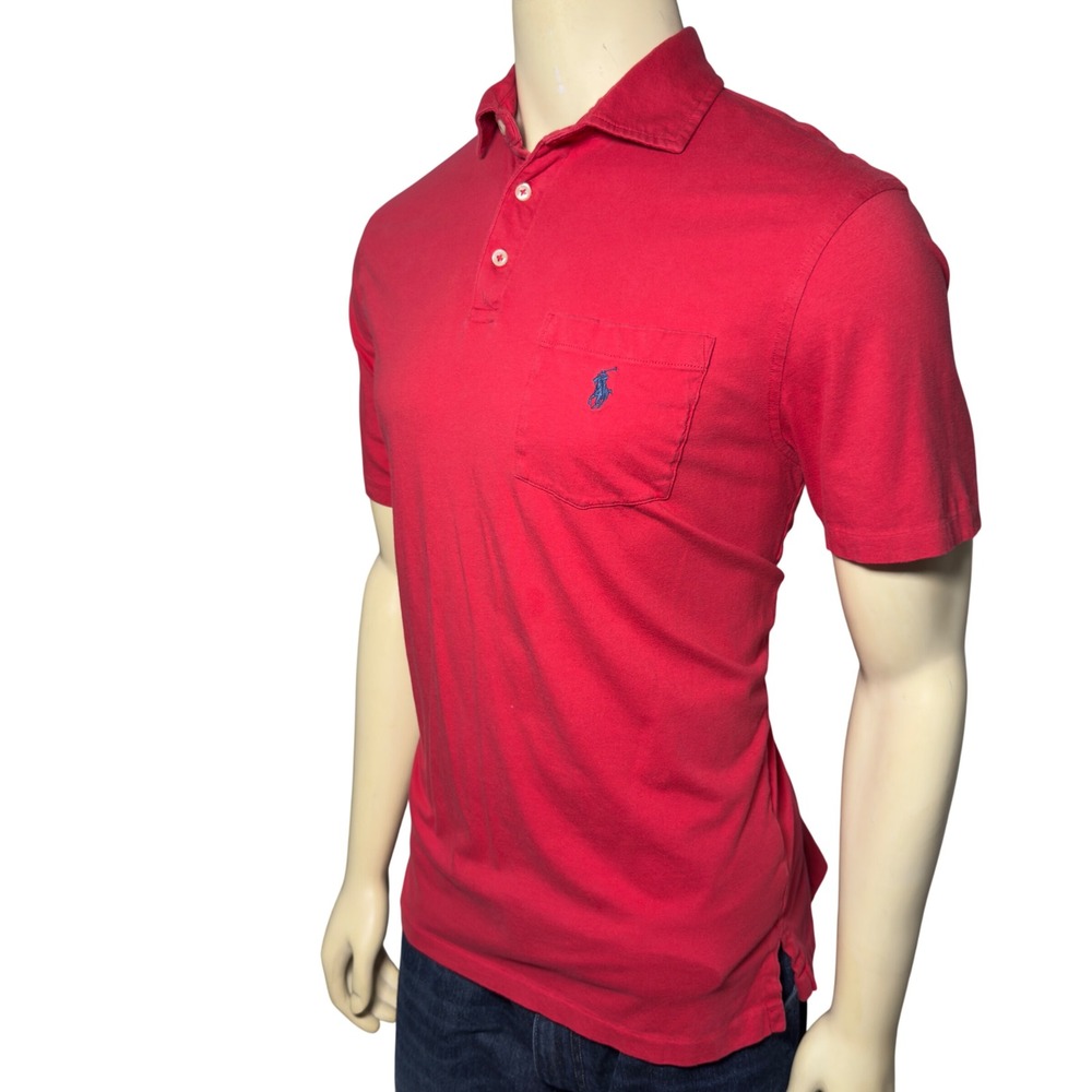 Polo Ralph Lauren Polo Shirt Mens Medium Red‎ Excellent Classic Fit Pocket Pony - Picture 3 of 11
